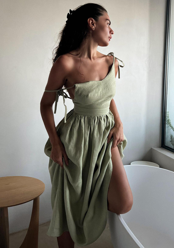 Robe bohoo vert sauge