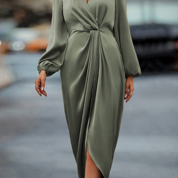 Robe vert sauge manche longue