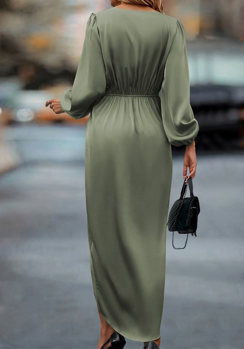Robe vert sauge manche longue