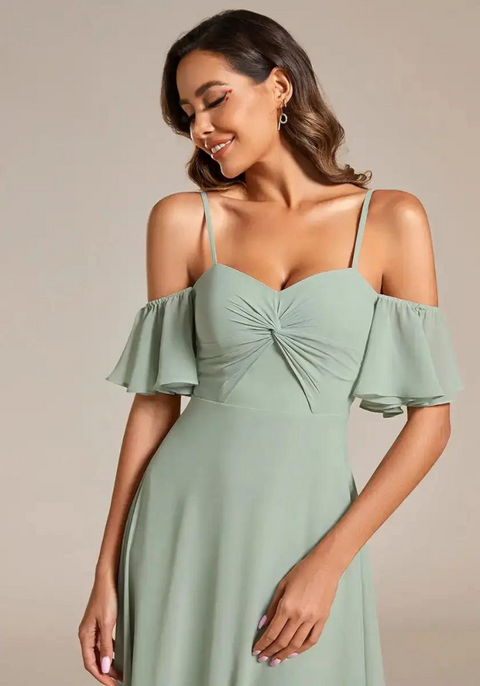 Robe cérémonie vert sauge femme