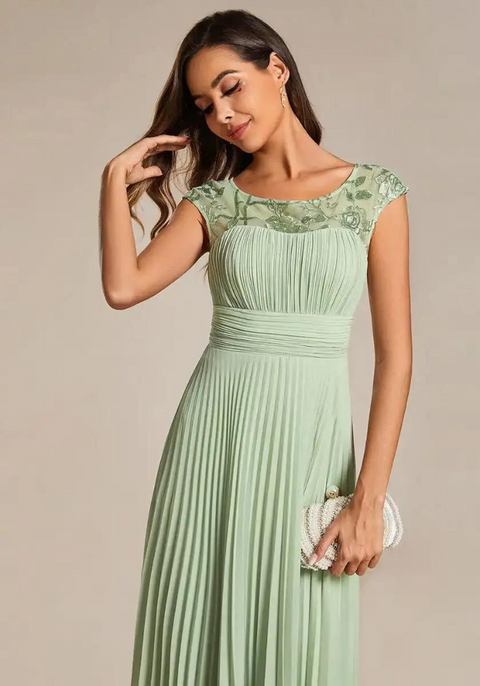 Robe mi longue vert sauge femme