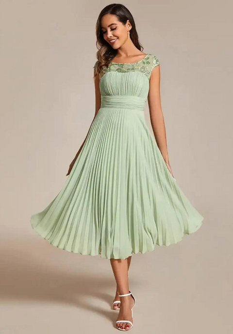 Robe mi longue vert sauge