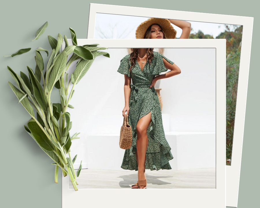 robe vert sauge longue