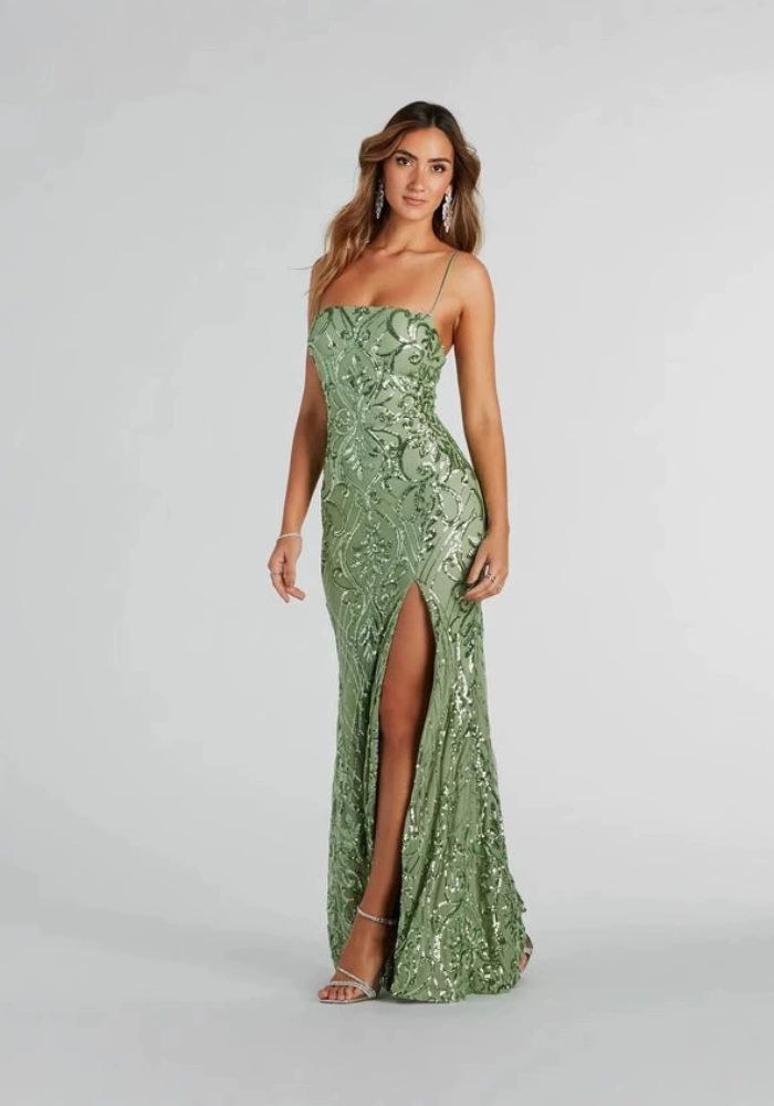 Robe fleurie vert sauge