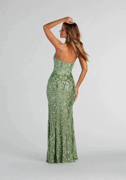 Robe fleurie vert sauge