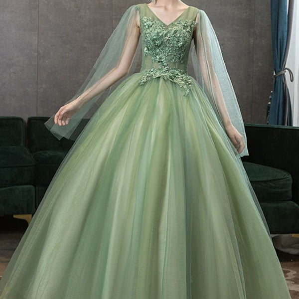 Robe pour mariage vert sauge tulle