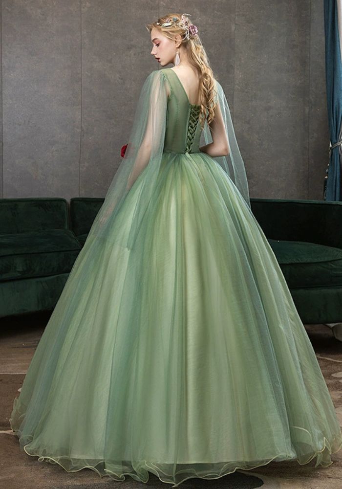 Robe pour mariage vert sauge tulle