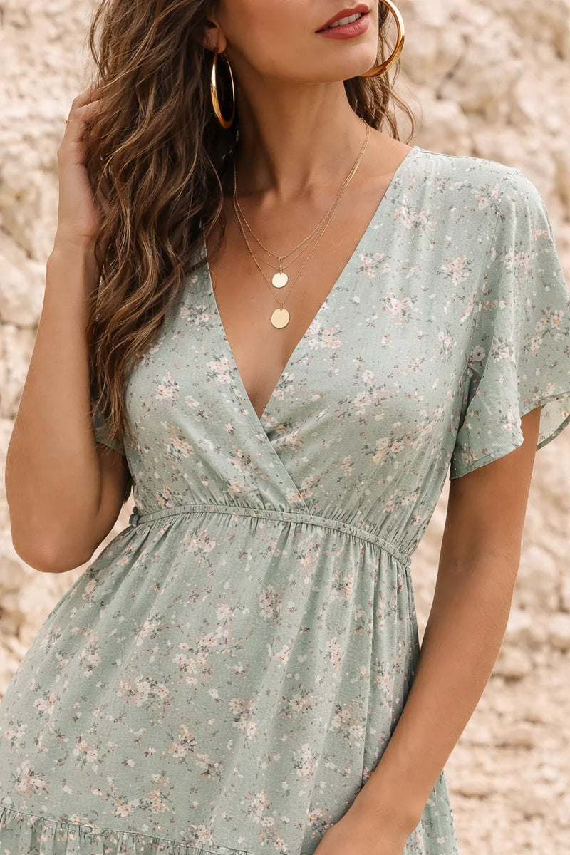 Robe imprimé vert sauge