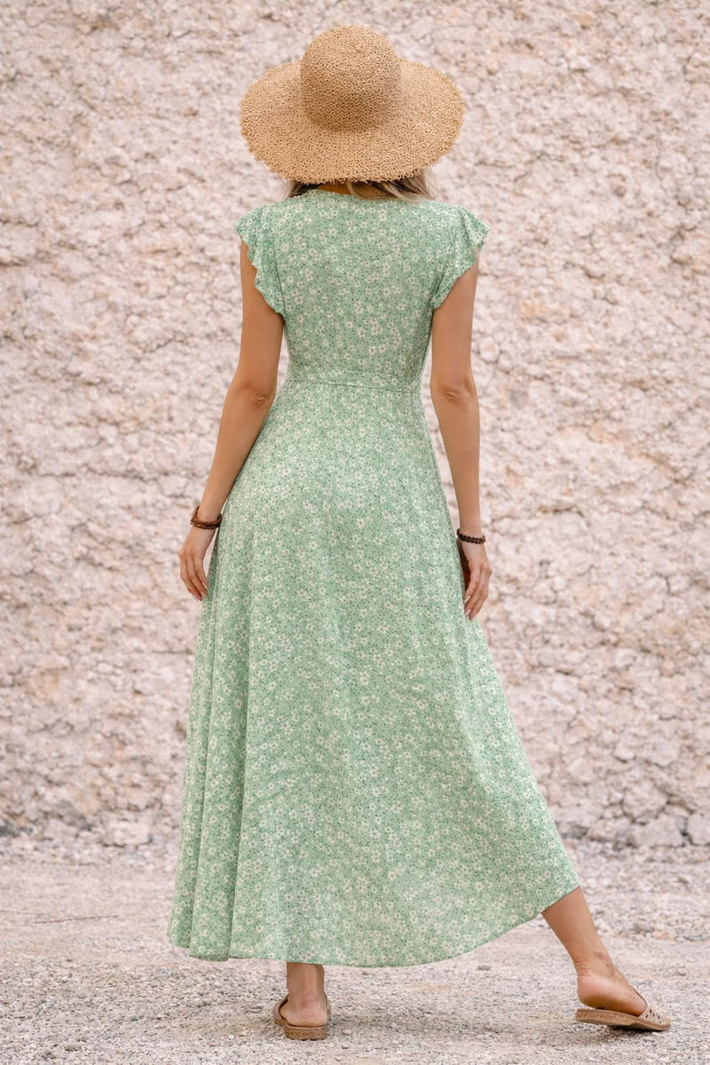 Robe asymétrique vert sauge