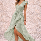 Robe asymétrique vert sauge
