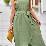 Robe chic vert sauge noeud