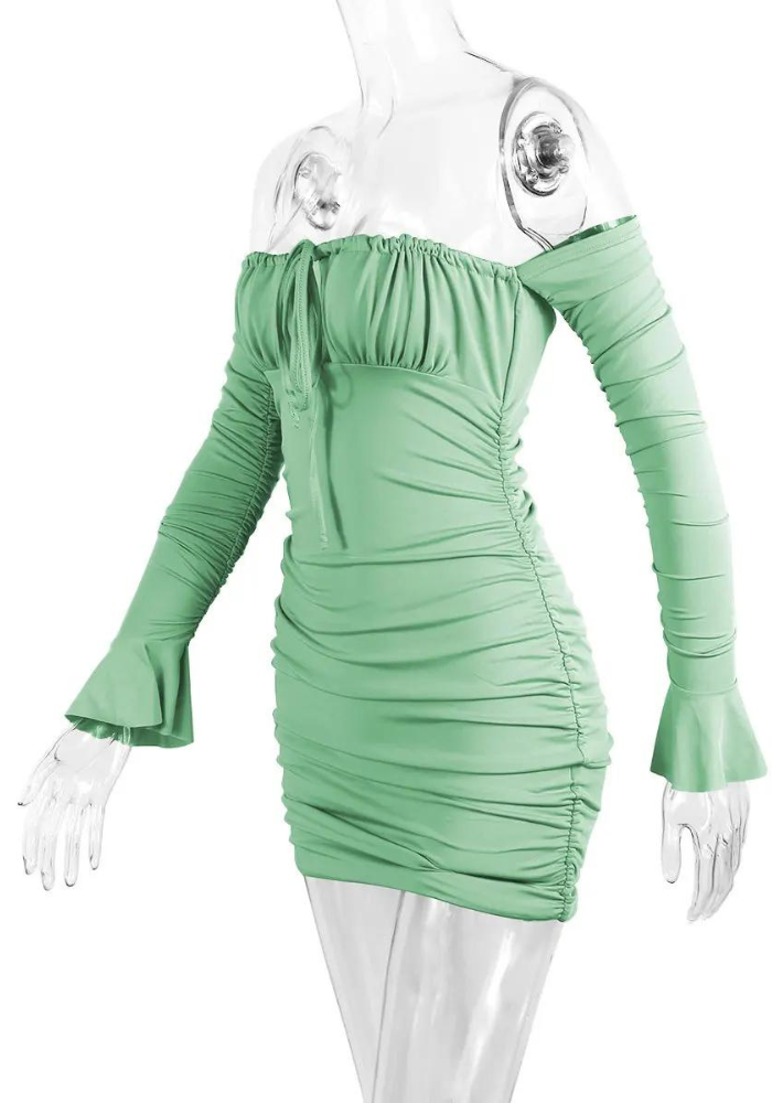 Robe cocktail vert sauge courte