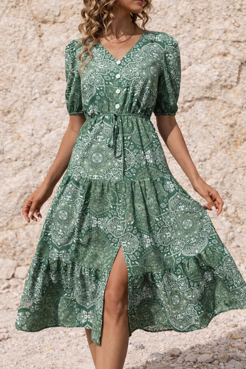 Robe fluide vert sauge