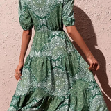 Robe fluide vert sauge de dos