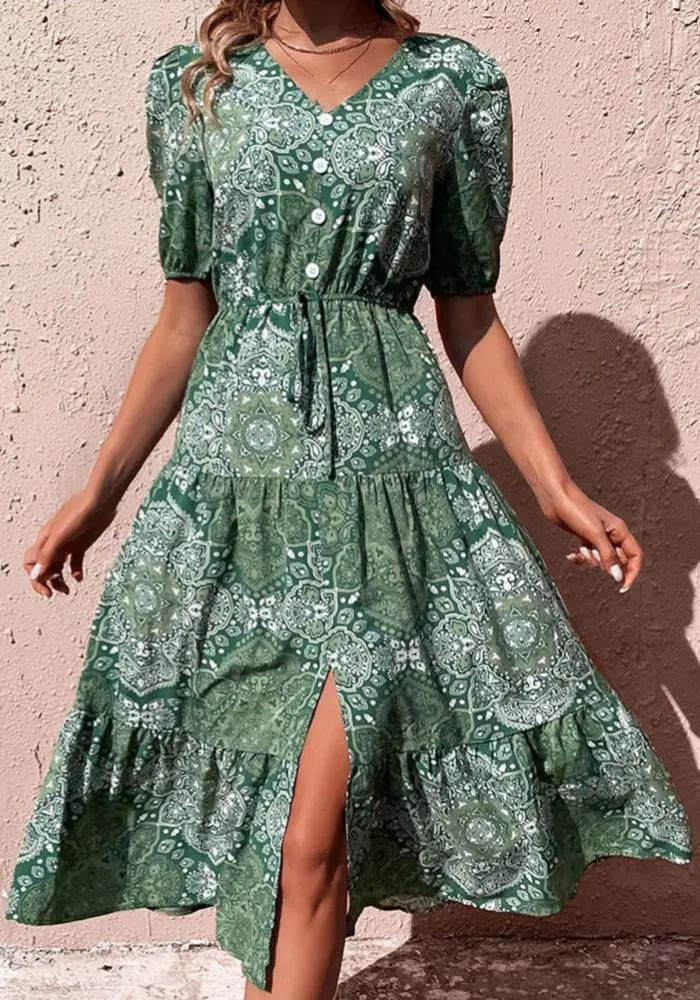 Robe fluide vert sauge femme