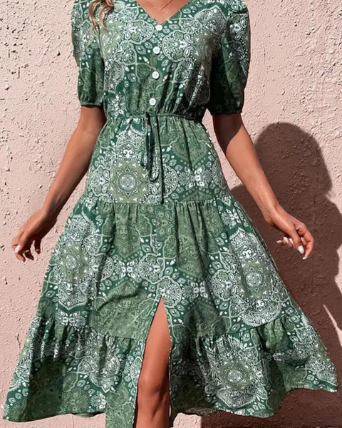 Robe fluide vert sauge femme