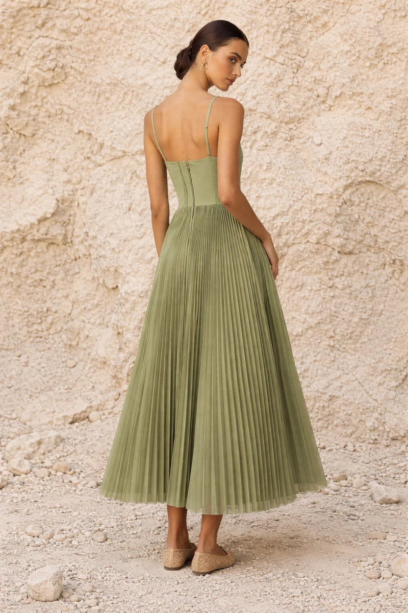 Robe mi longue vert sauge