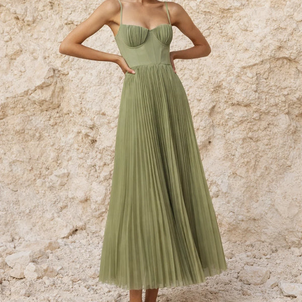 Robe mi longue vert sauge
