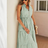 Robe midi vert sauge femme