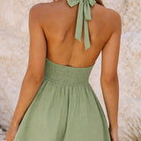 Robe patineuse courte vert sauge