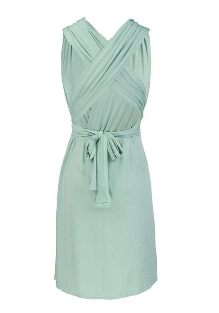 Robe portefeuille vert sauge mariage