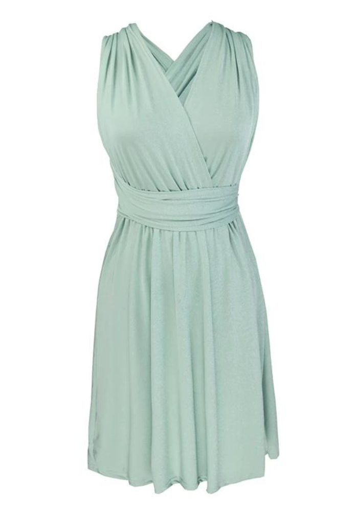 Robe portefeuille vert sauge femme