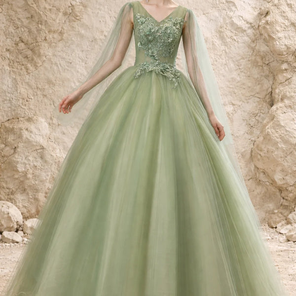 Robe pour Mariage Vert Sauge Tulle