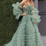 Robe pour mariage vert sauge tulle