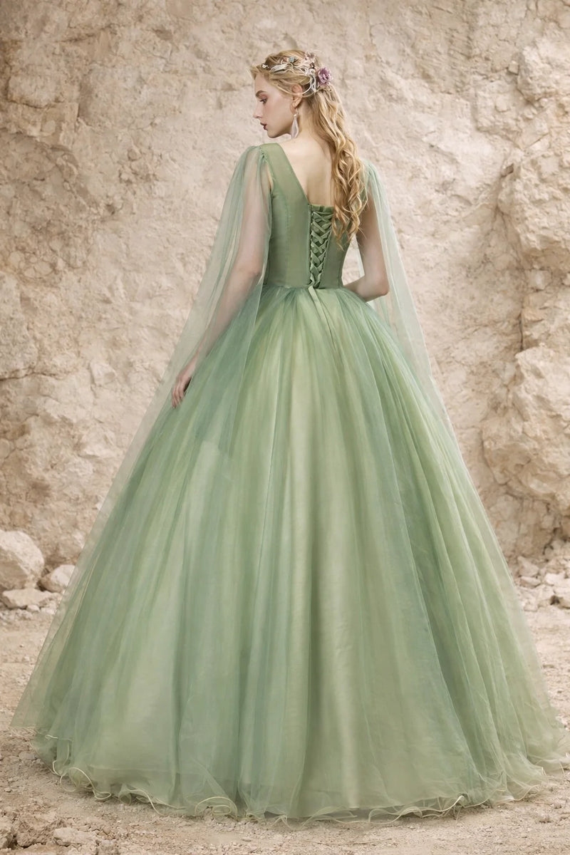 Robe pour Mariage Vert Sauge Tulle