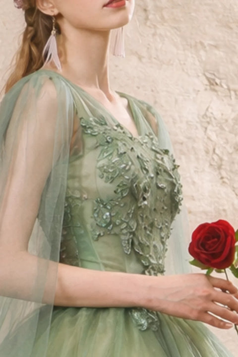 Robe pour Mariage Vert Sauge Tulle