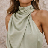 Robe Satin Vert Sauge