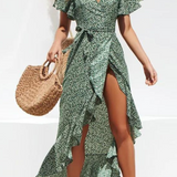 Robe vert sauge foncé mi longue