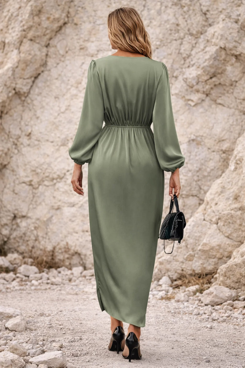 Robe vert sauge manche longue