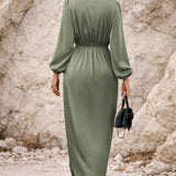 Robe vert sauge manche longue