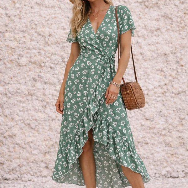 Robe vert sauge portefeuille à fente