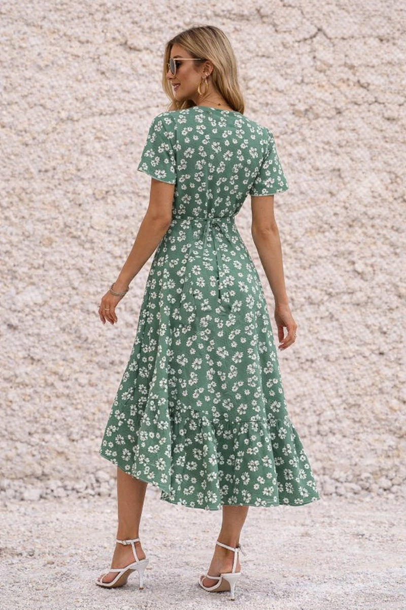 Robe vert sauge portefeuille à fente