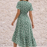 Robe vert sauge portefeuille à fente