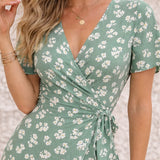 Robe vert sauge portefeuille à fente