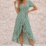 Robe vert sauge portefeuille à fente